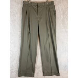 Brooks Brothers Stretch 37x30 Gray Thompson Fit Pleated Cuff Chino Dress Pants